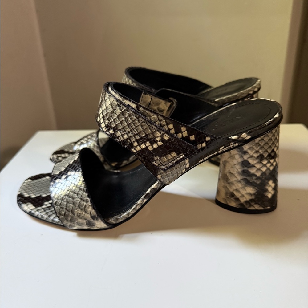 Snake python leather heeled sandals made in Italy NEW